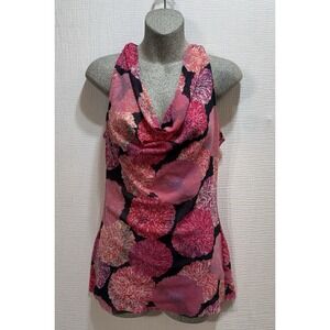 Sweet Pea Women's Top Size L Pink Floral Cowl Neck Sleeveless Bloomcore